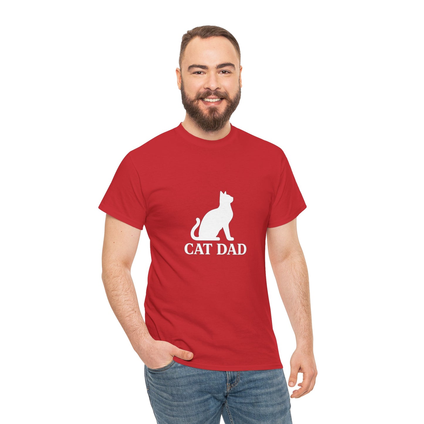 Cat Dad With Cat Heavy Duty Unisex Tee Sizes Small - 5XL (11 colors)