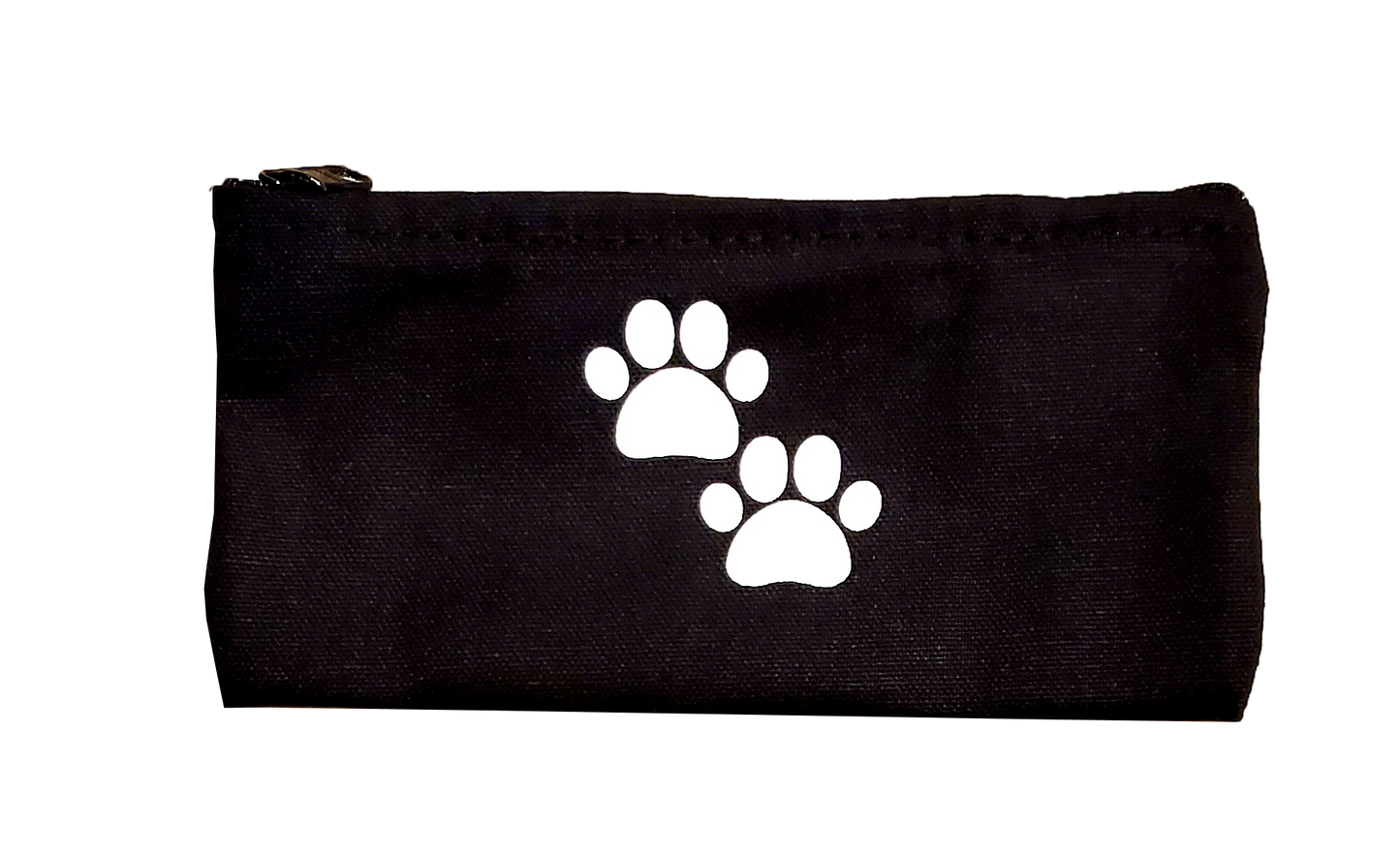 Black zipper bag - Front with white paws