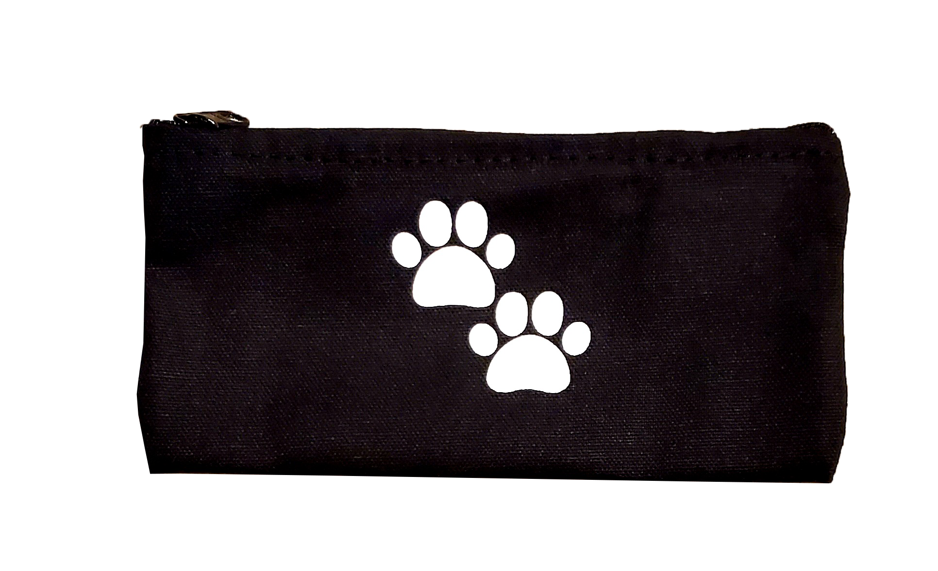 Black zipper bag - Front with white paws