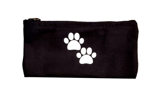 Black zipper bag - Front with white paws