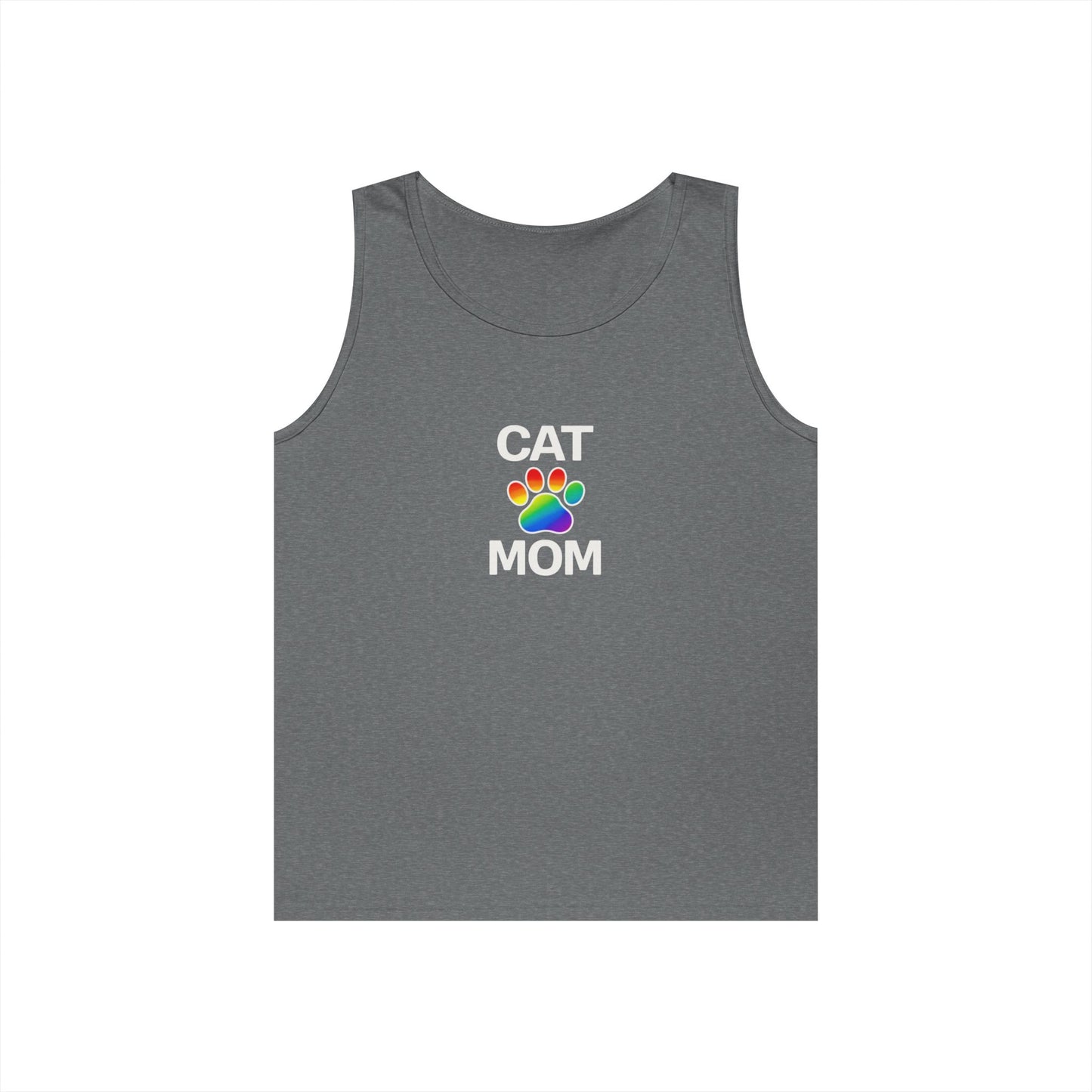 Pride Cat Mom Unisex Heavy Cotton Tank Top (8 Colors)