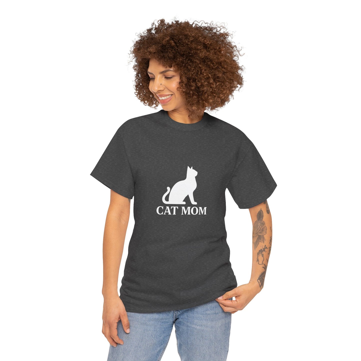 Cat Mom With Cat Heavy Duty Unisex Tee Sizes Small - 5XL (11 colors)