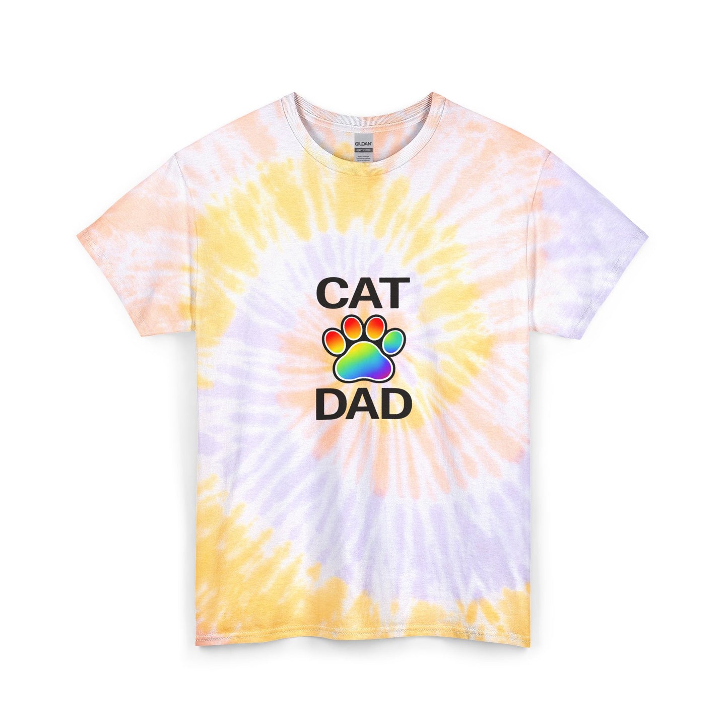 Pride Cat Dad Spiral Tie Dye Tee Unisex Cotton T-Shirt Sizes Small - 2 XL (2 colors)