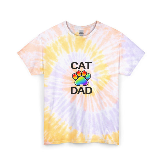 Pride Cat Dad Spiral Tie Dye Tee Unisex Cotton T-Shirt Sizes Small - 2 XL (2 colors)