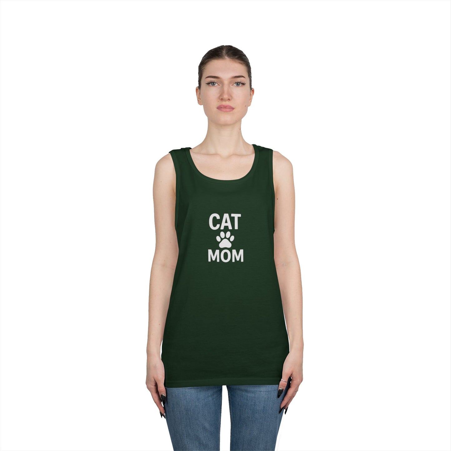 Cat Mom Unisex Heavy Cotton Tank Top (9 colors)
