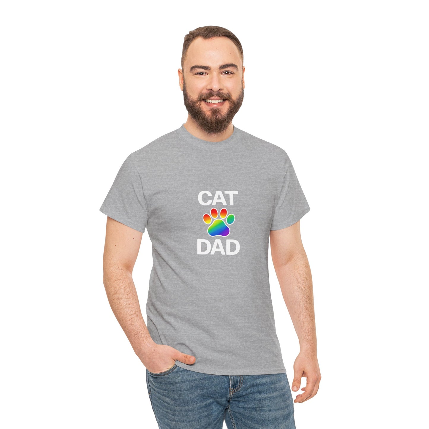 Pride Cat Dad Heavy Duty Unisex Tee Sizes Small - 5XL (11 colors)