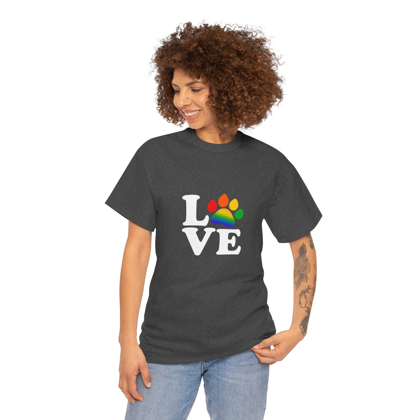 Pride Love Paw Heavy Duty Unisex Tee Sizes Small - 5XL (11 colors)
