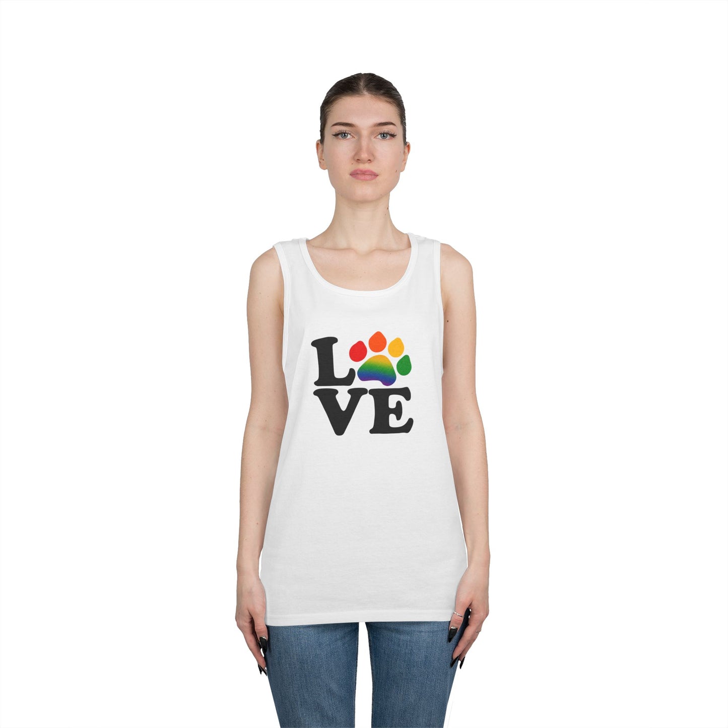 Pride Love is Love White Unisex Heavy Cotton Tank Top