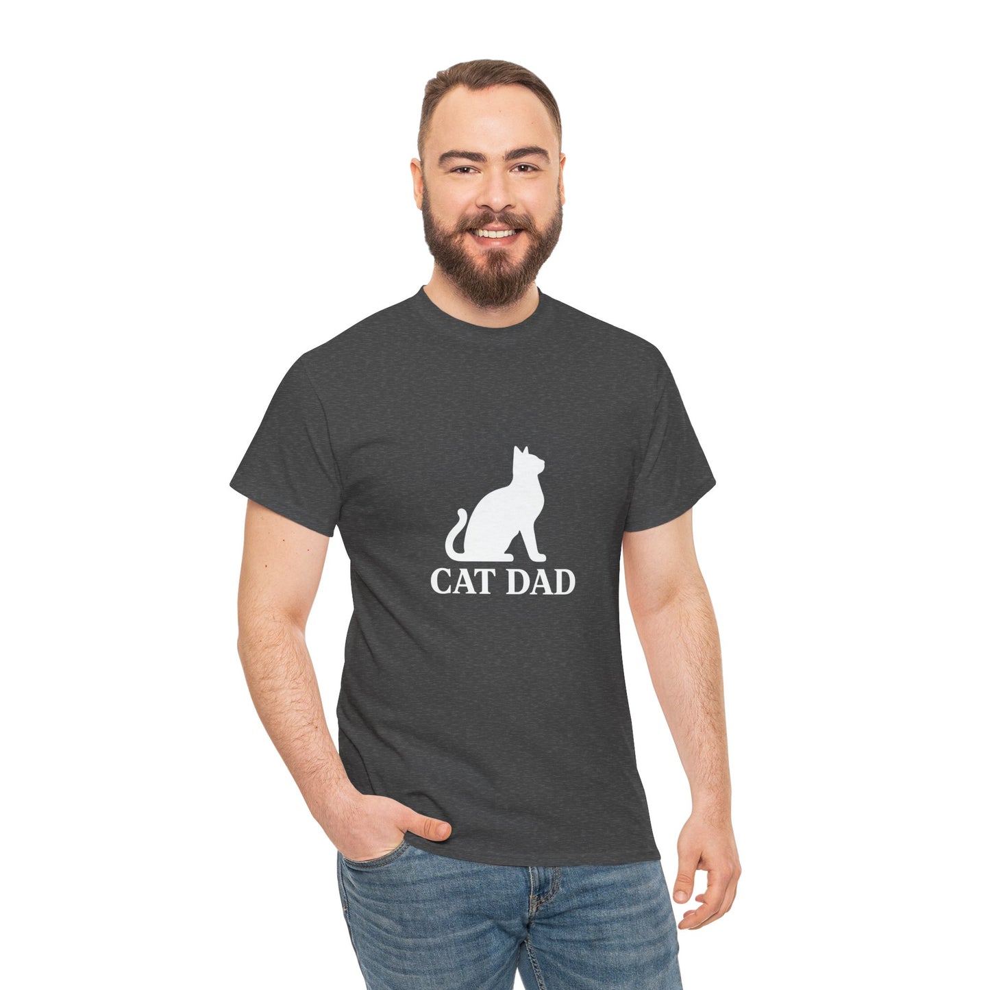 Cat Dad With Cat Heavy Duty Unisex Tee Sizes Small - 5XL (11 colors)