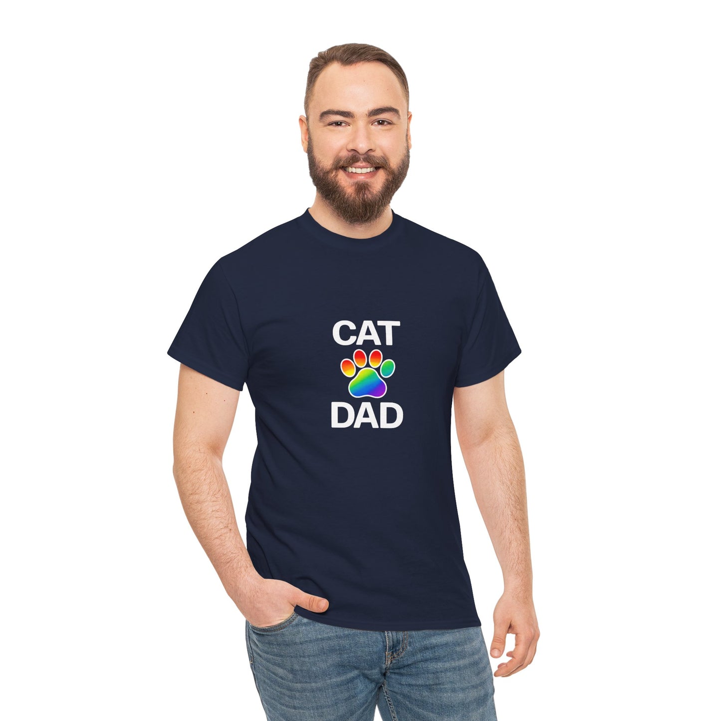 Pride Cat Dad Heavy Duty Unisex Tee Sizes Small - 5XL (11 colors)