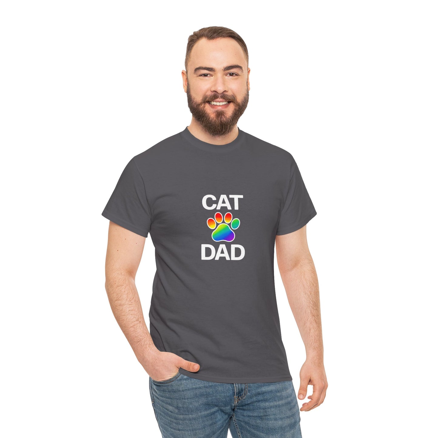 Pride Cat Dad Heavy Duty Unisex Tee Sizes Small - 5XL (11 colors)