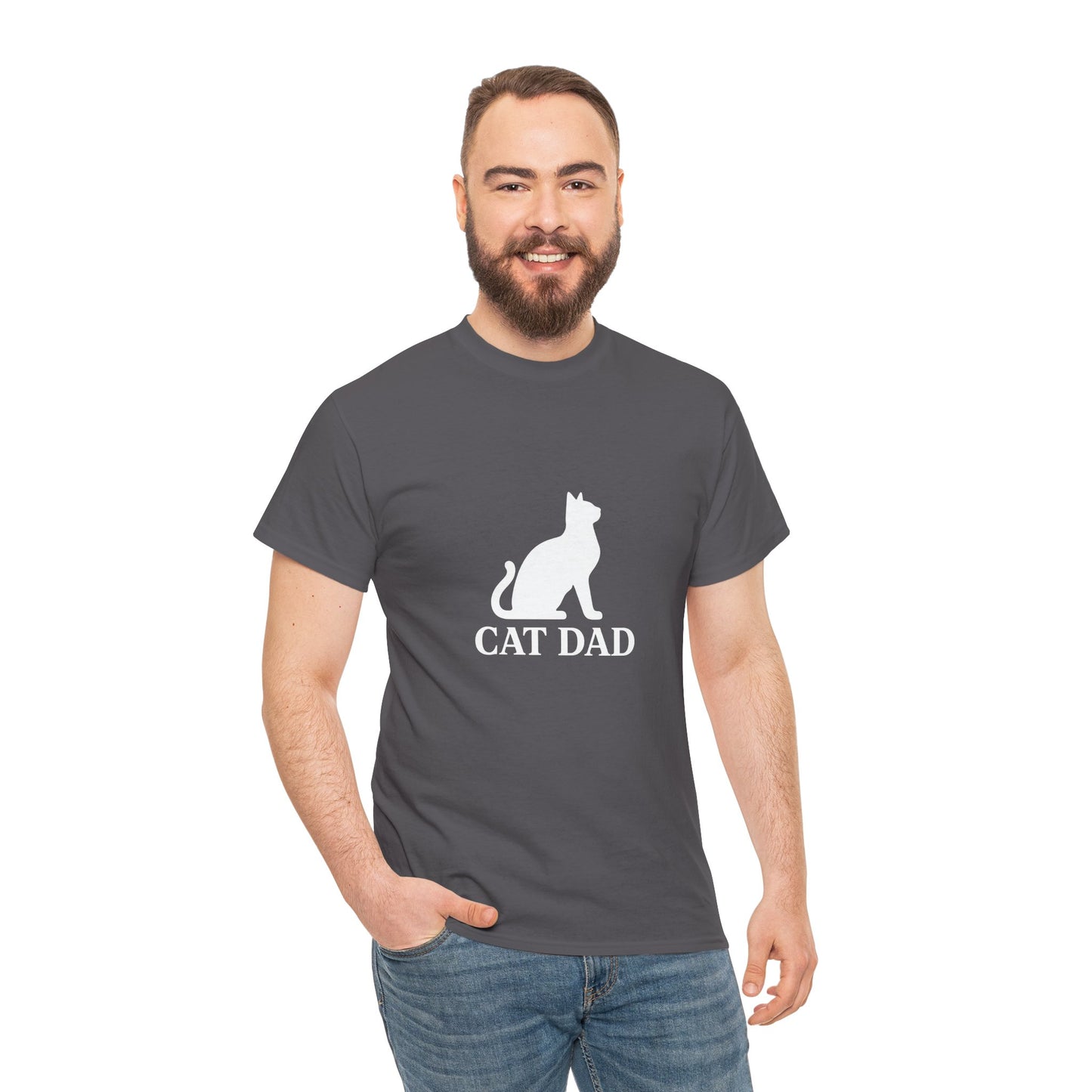 Cat Dad With Cat Heavy Duty Unisex Tee Sizes Small - 5XL (11 colors)