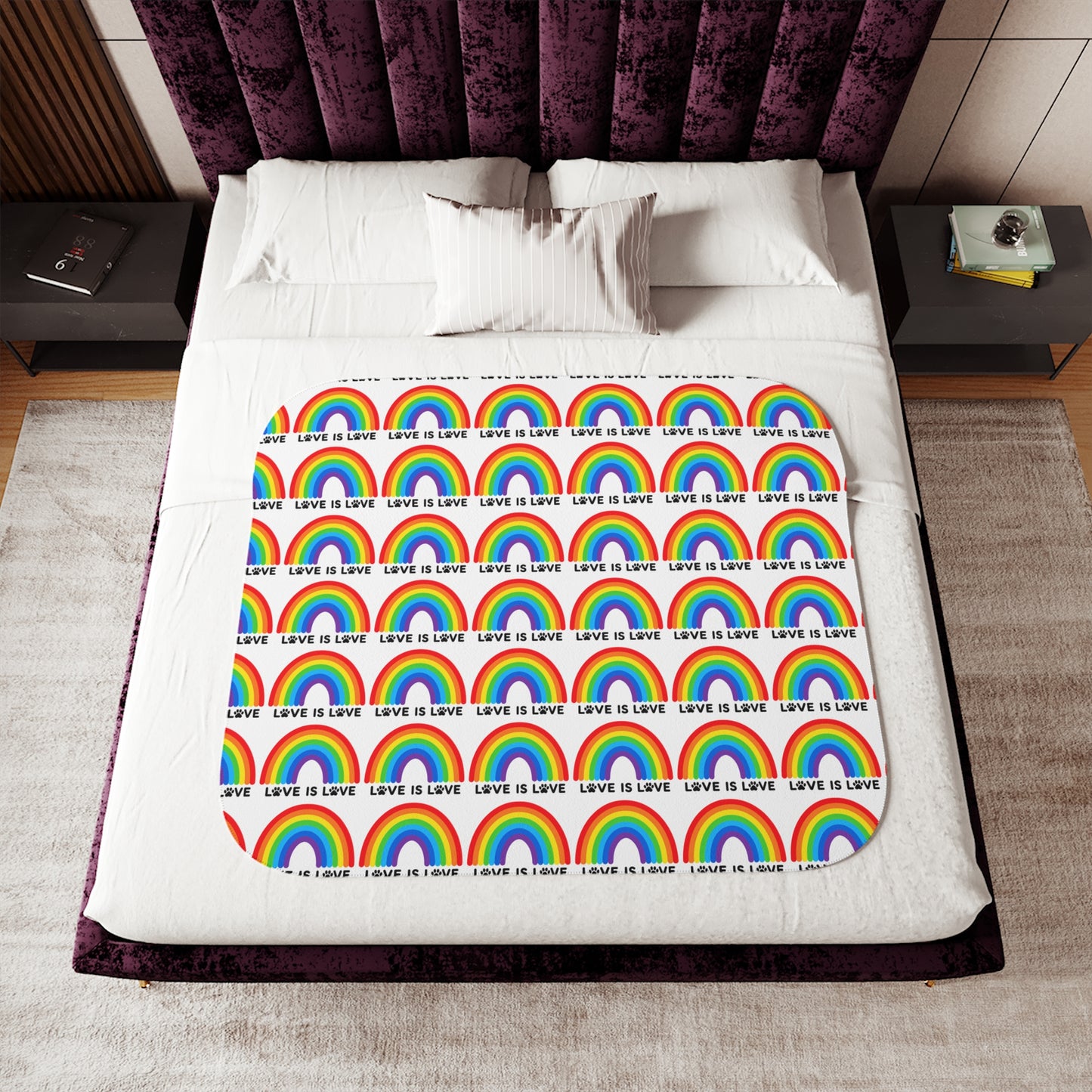 Pride Love Is Love Cozy Sherpa Paw Blanket (3 sizes)