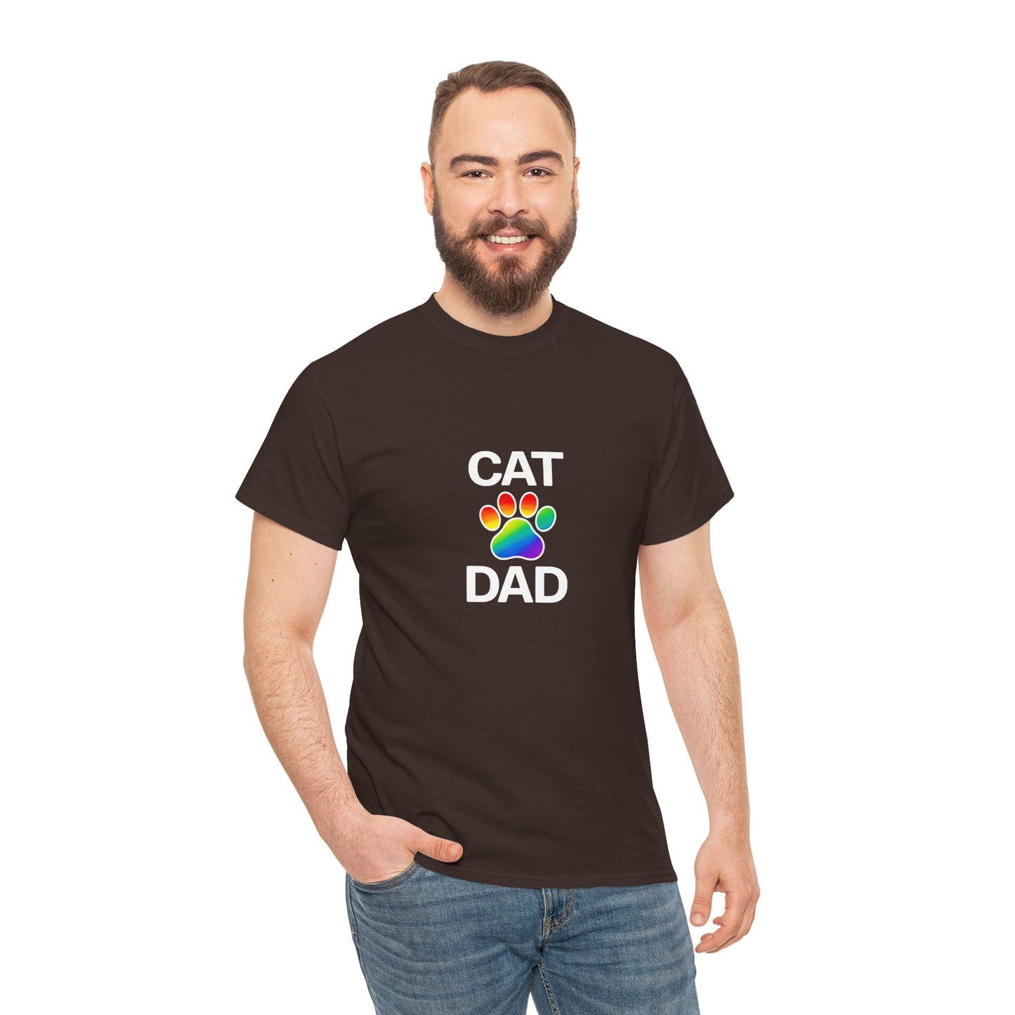 Pride Cat Dad Heavy Duty Unisex Tee Sizes Small - 5XL (11 colors)