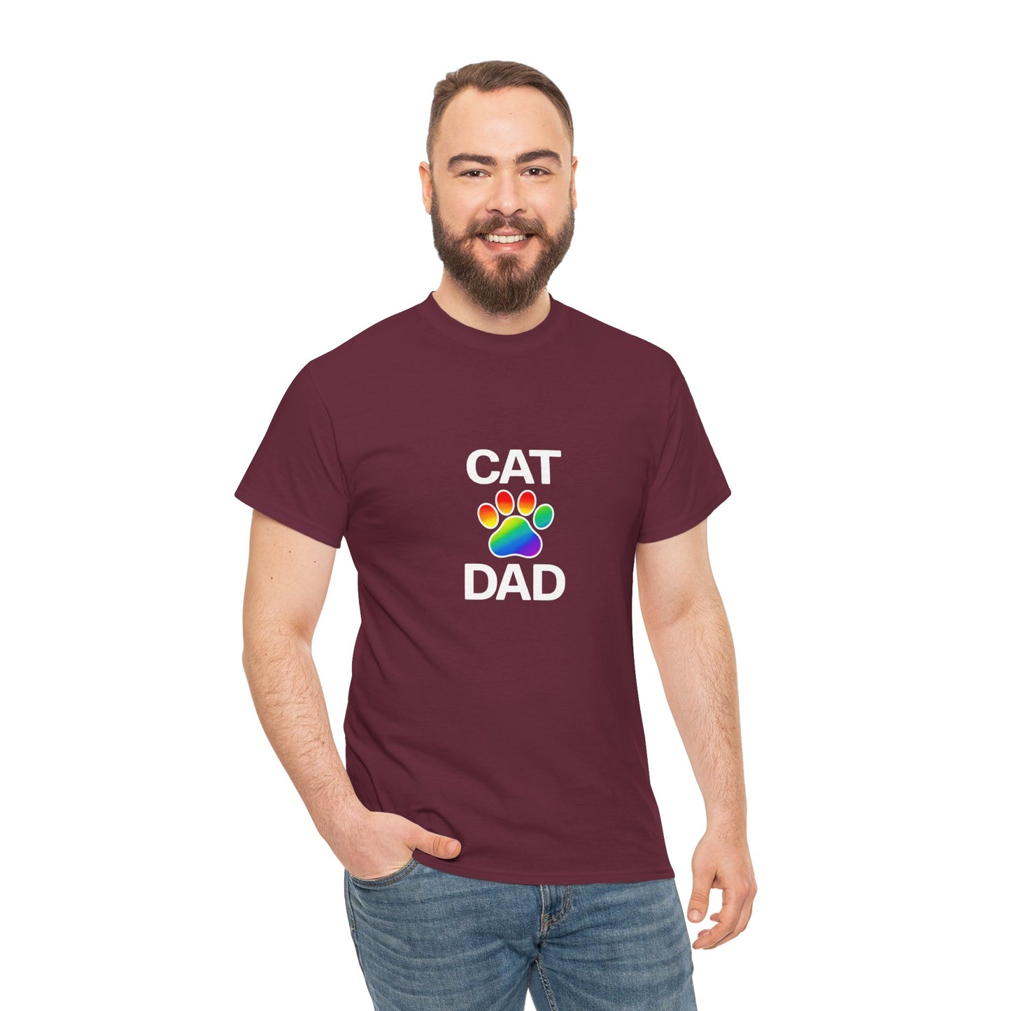 Pride Cat Dad Heavy Duty Unisex Tee Sizes Small - 5XL (11 colors)