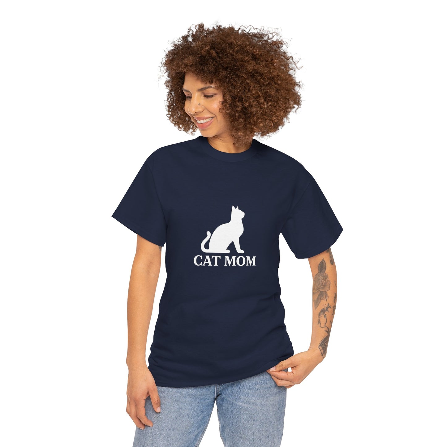 Cat Mom With Cat Heavy Duty Unisex Tee Sizes Small - 5XL (11 colors)