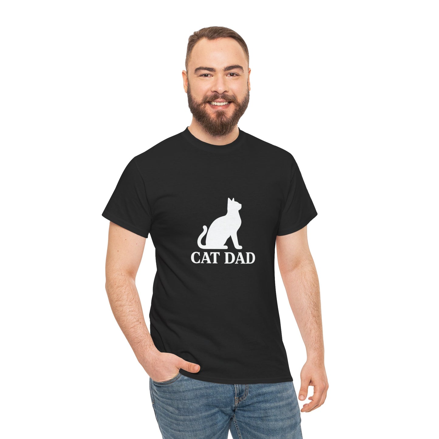 Cat Dad With Cat Heavy Duty Unisex Tee Sizes Small - 5XL (11 colors)