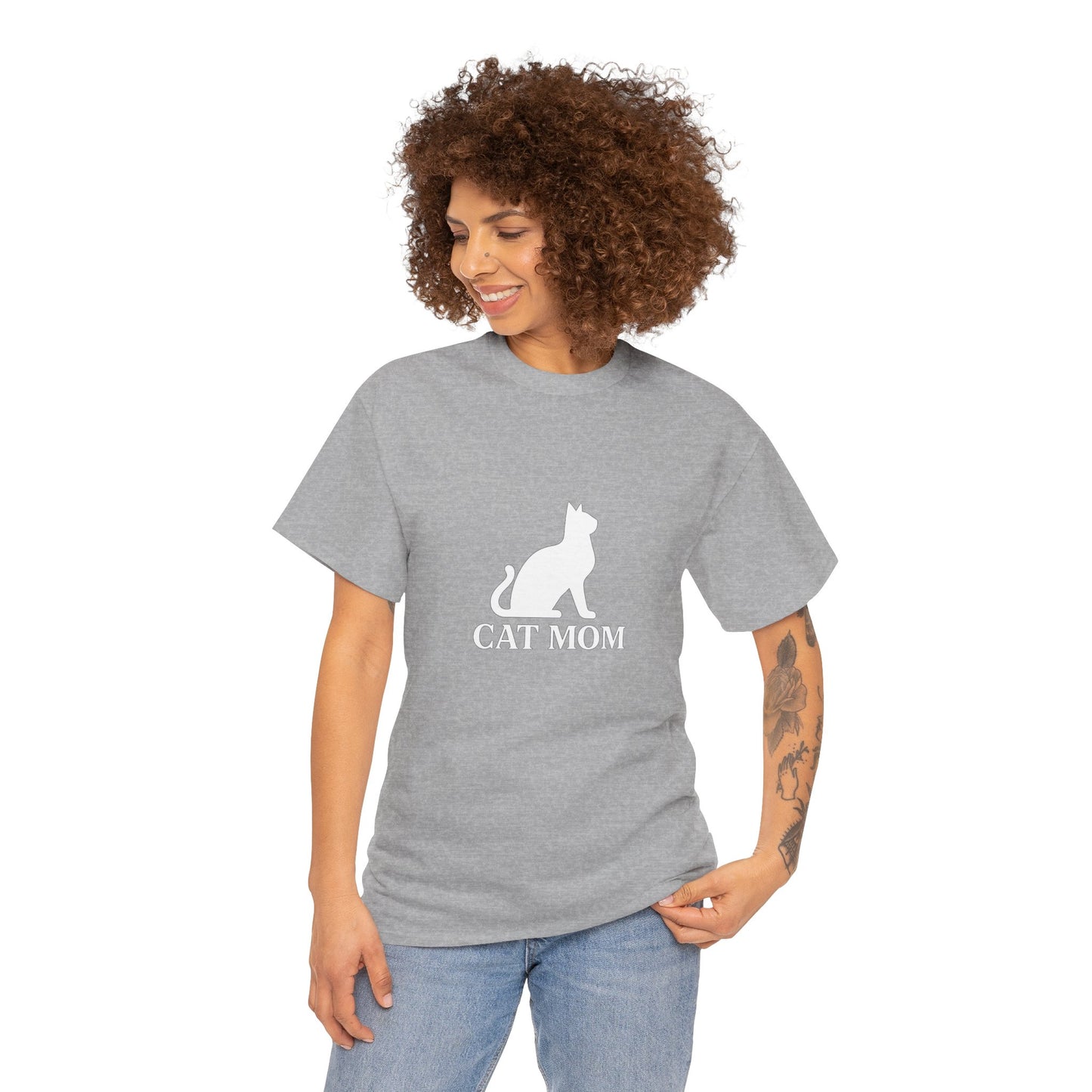 Cat Mom With Cat Heavy Duty Unisex Tee Sizes Small - 5XL (11 colors)