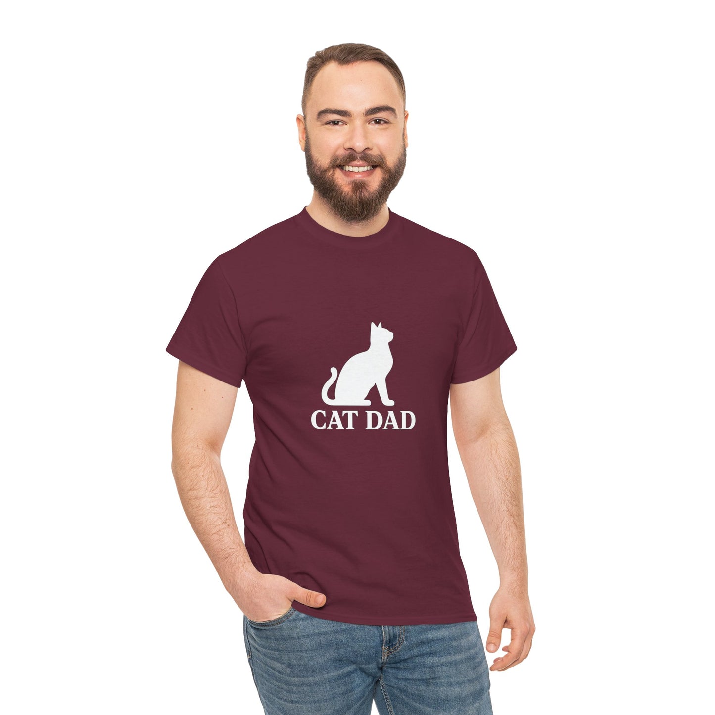 Cat Dad With Cat Heavy Duty Unisex Tee Sizes Small - 5XL (11 colors)
