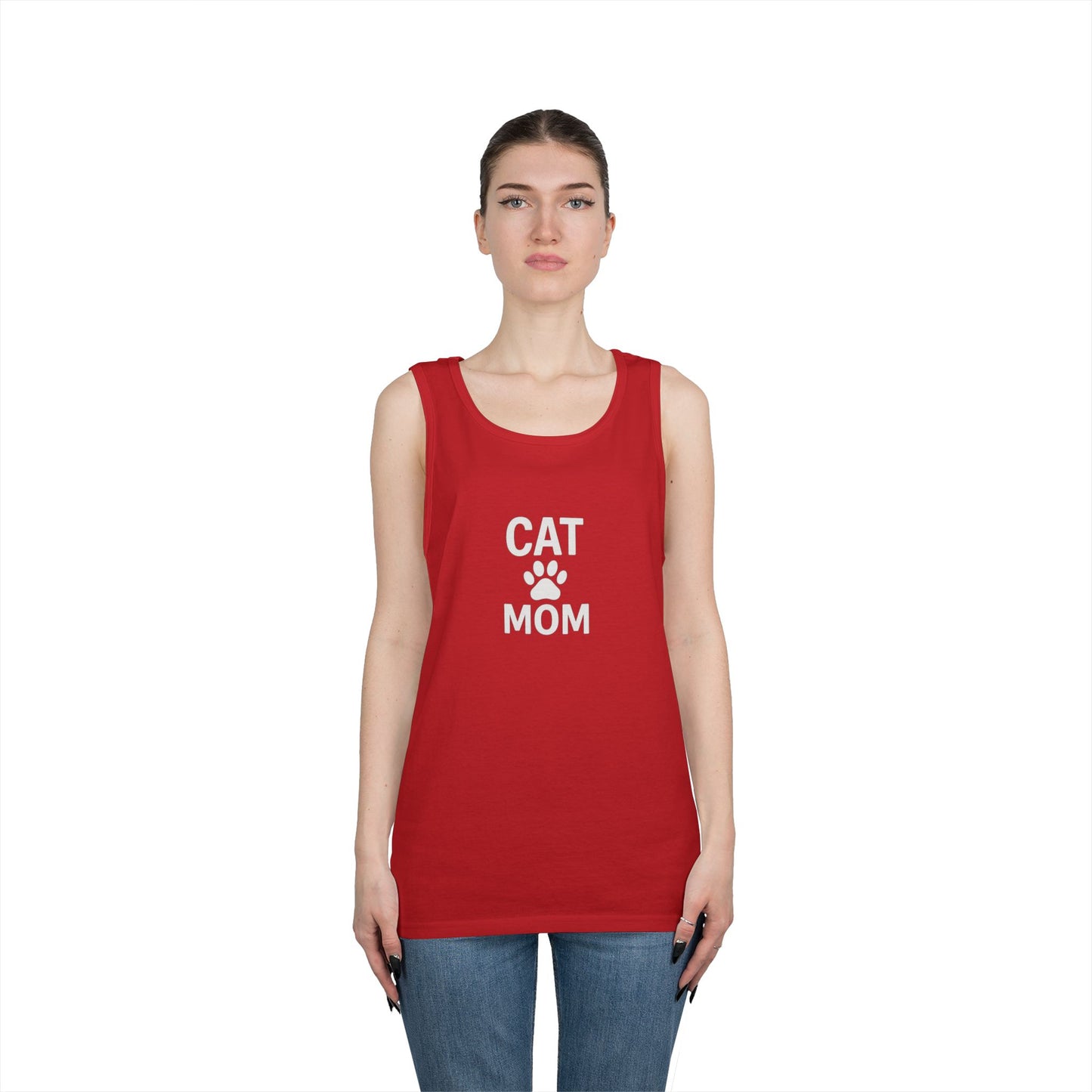 Cat Mom Unisex Heavy Cotton Tank Top (9 colors)