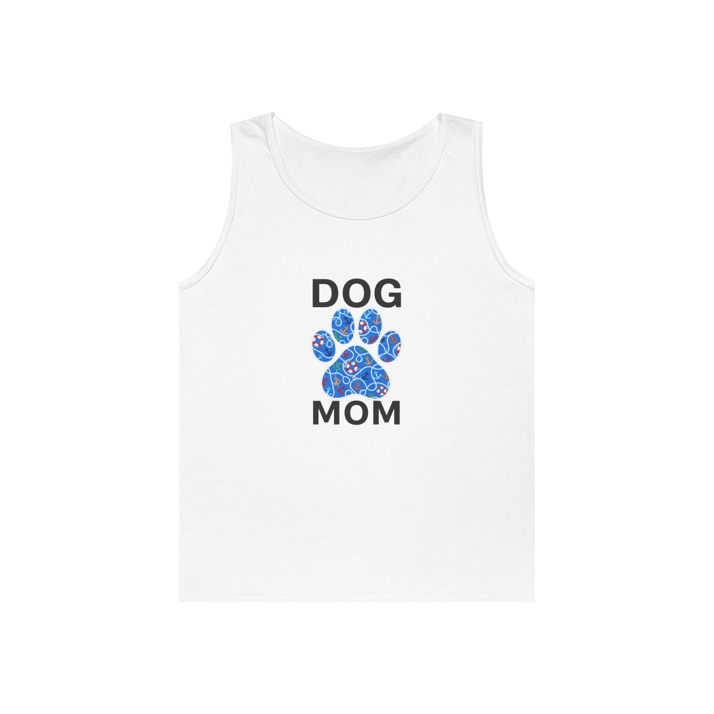Dog Mom Sailor Paw White Unisex Heavy Cotton Tank Top