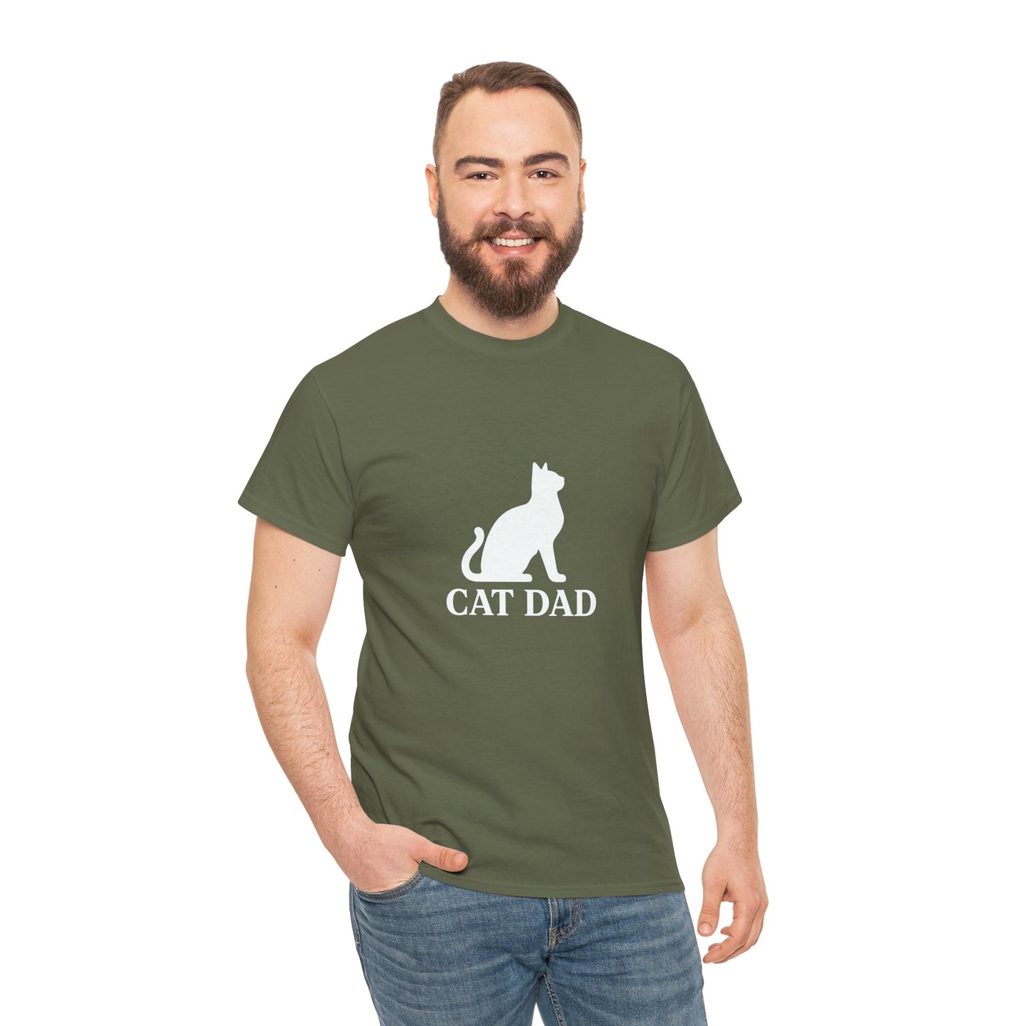 Cat Dad With Cat Heavy Duty Unisex Tee Sizes Small - 5XL (11 colors)