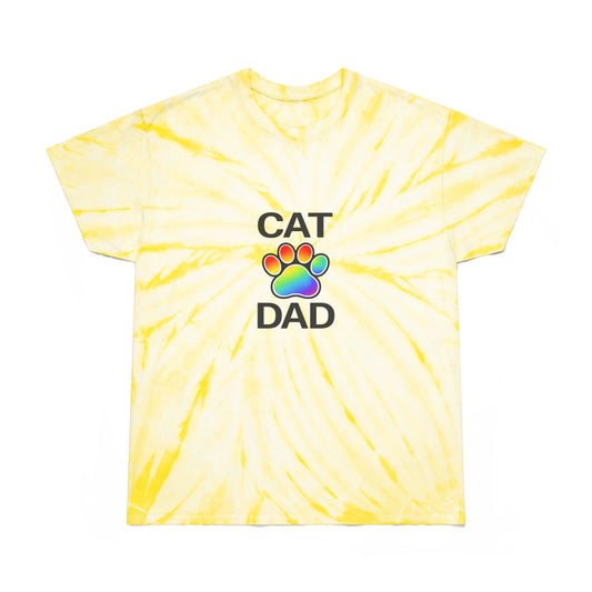Pride Cat Dad Color Blast Tie-Dye Tee Sizes Small - 2XL (3 colors)