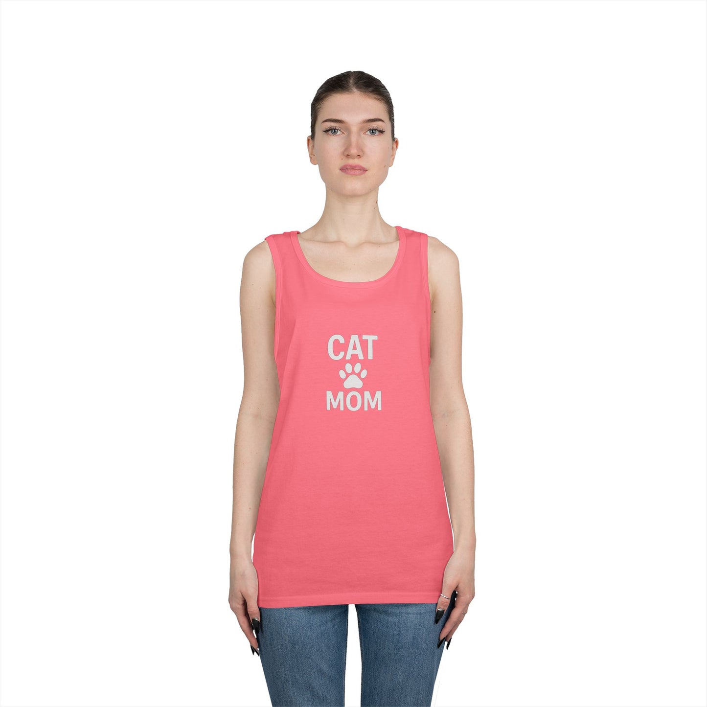Cat Mom Unisex Heavy Cotton Tank Top (9 colors)