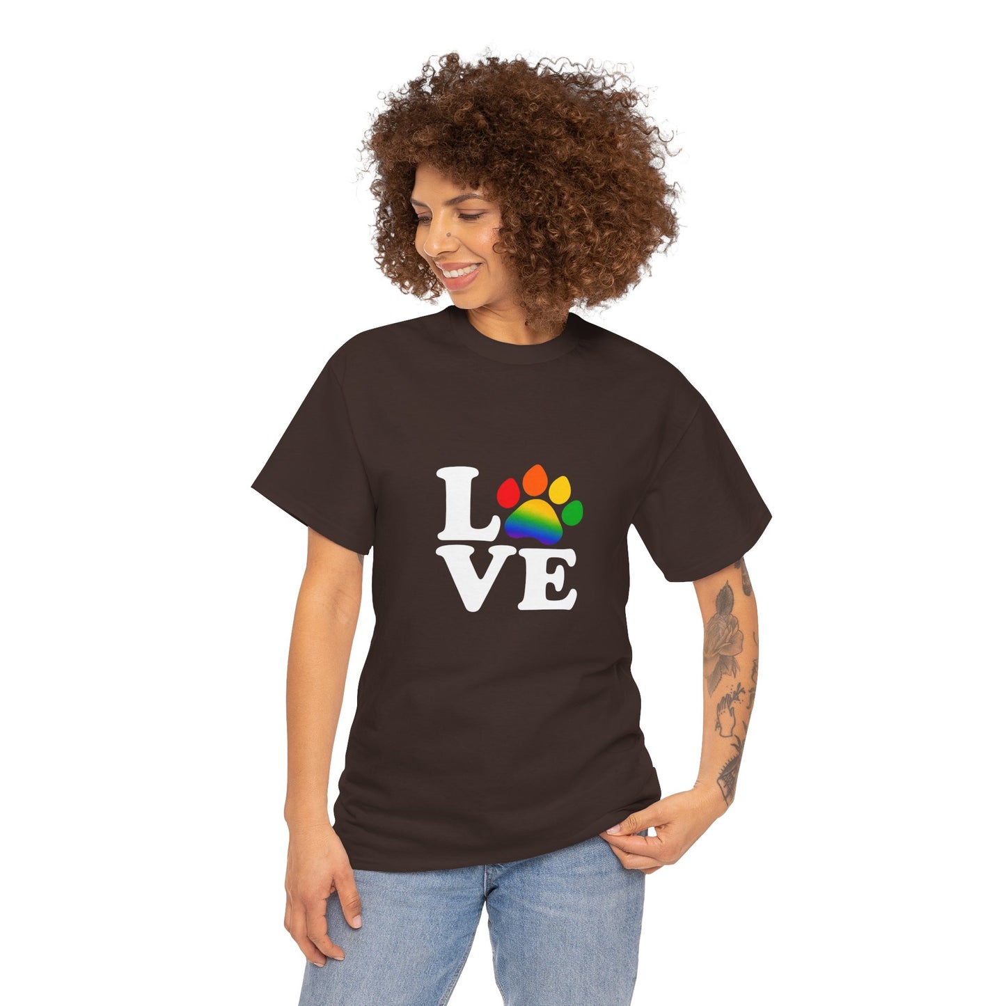 Pride Love Paw Heavy Duty Unisex Tee Sizes Small - 5XL (11 colors)