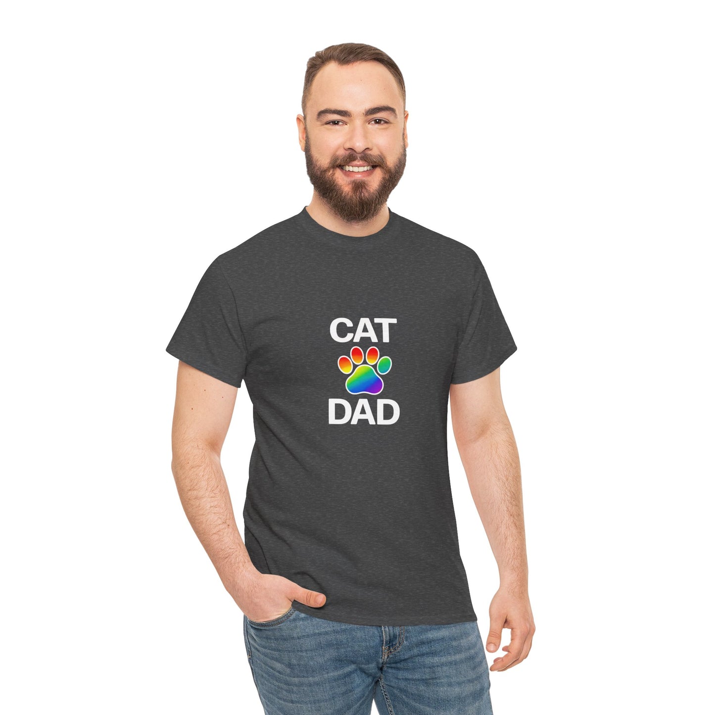 Pride Cat Dad Heavy Duty Unisex Tee Sizes Small - 5XL (11 colors)