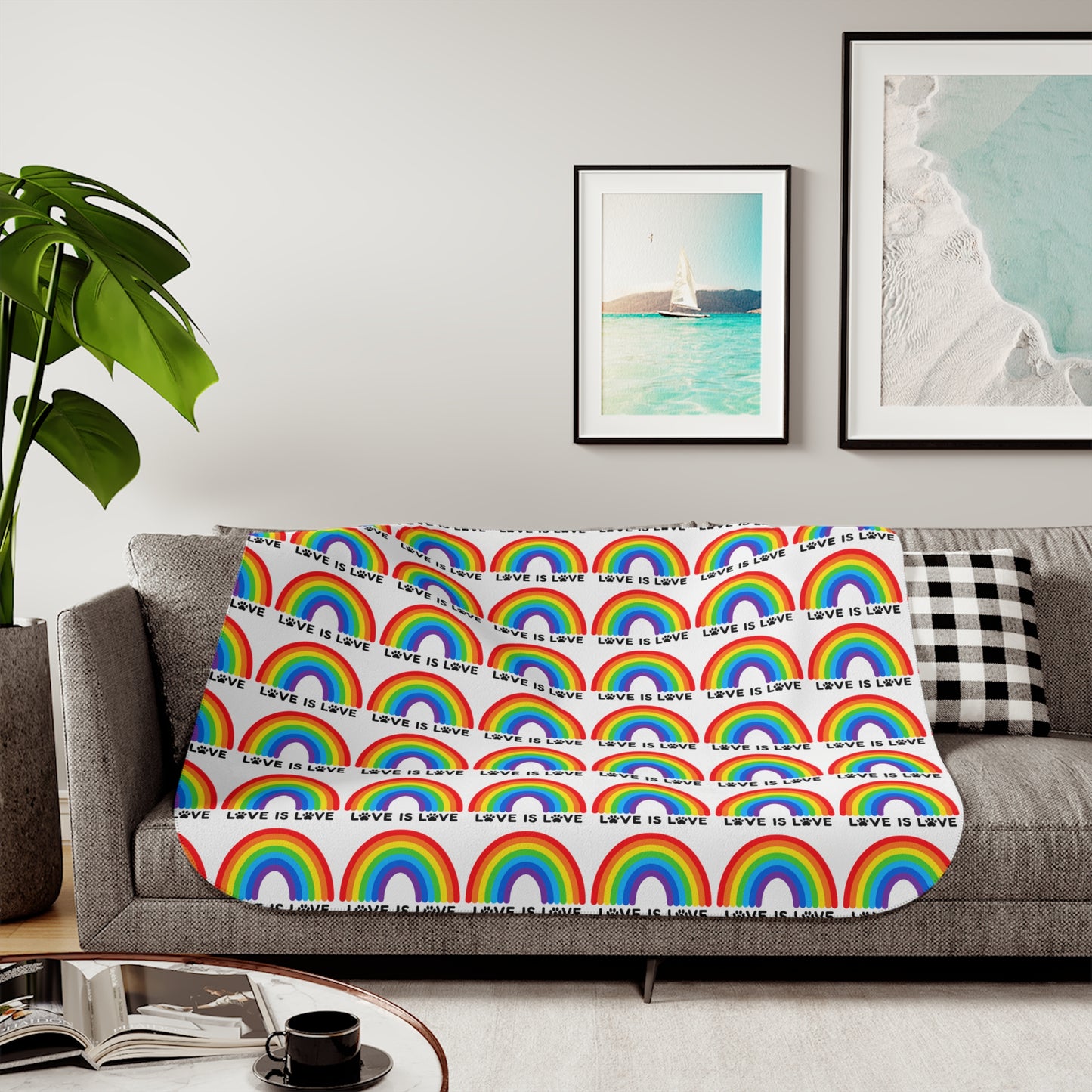 Pride Love Is Love Cozy Sherpa Paw Blanket (3 sizes)