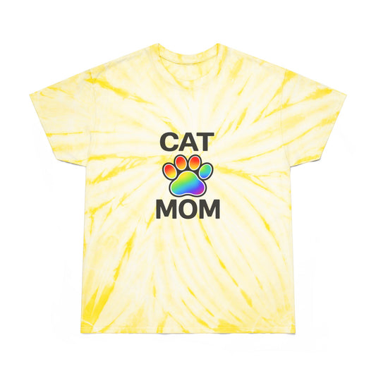 Pride Cat Mom Color Blast Tie-Dye Tee Sizes Small - 2XL (3 colors)