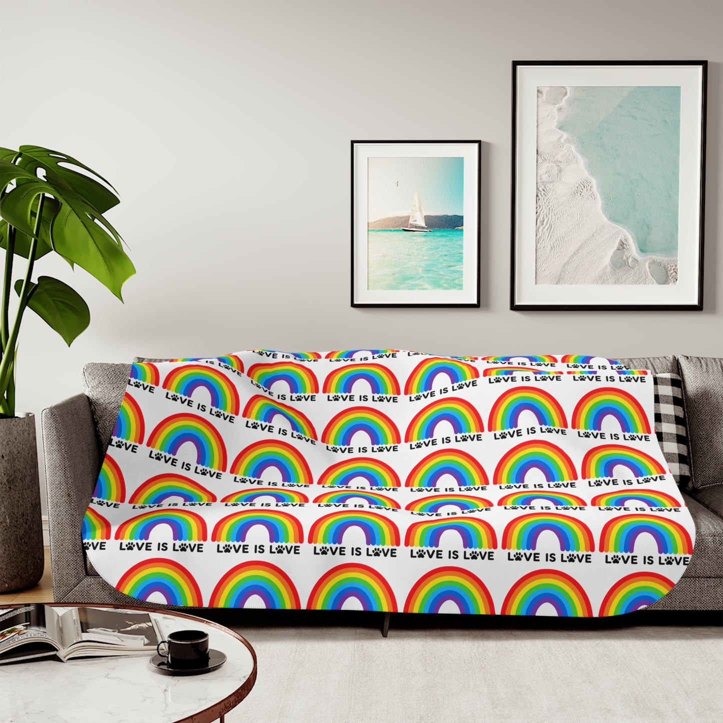 Pride Love Is Love Cozy Sherpa Paw Blanket (3 sizes)