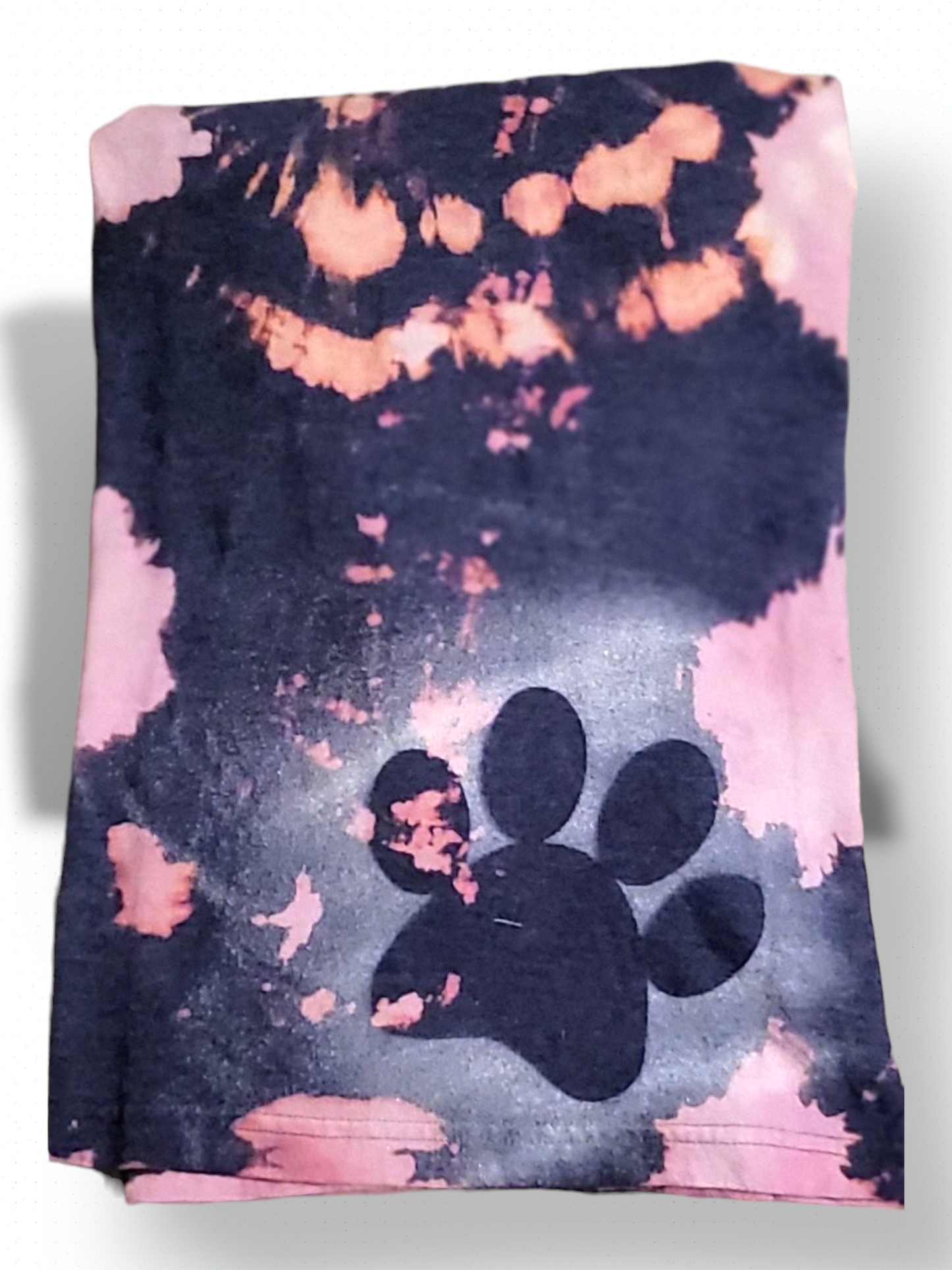 Heather Blue Tie Dyed XL T-Shirt with Painted Paw