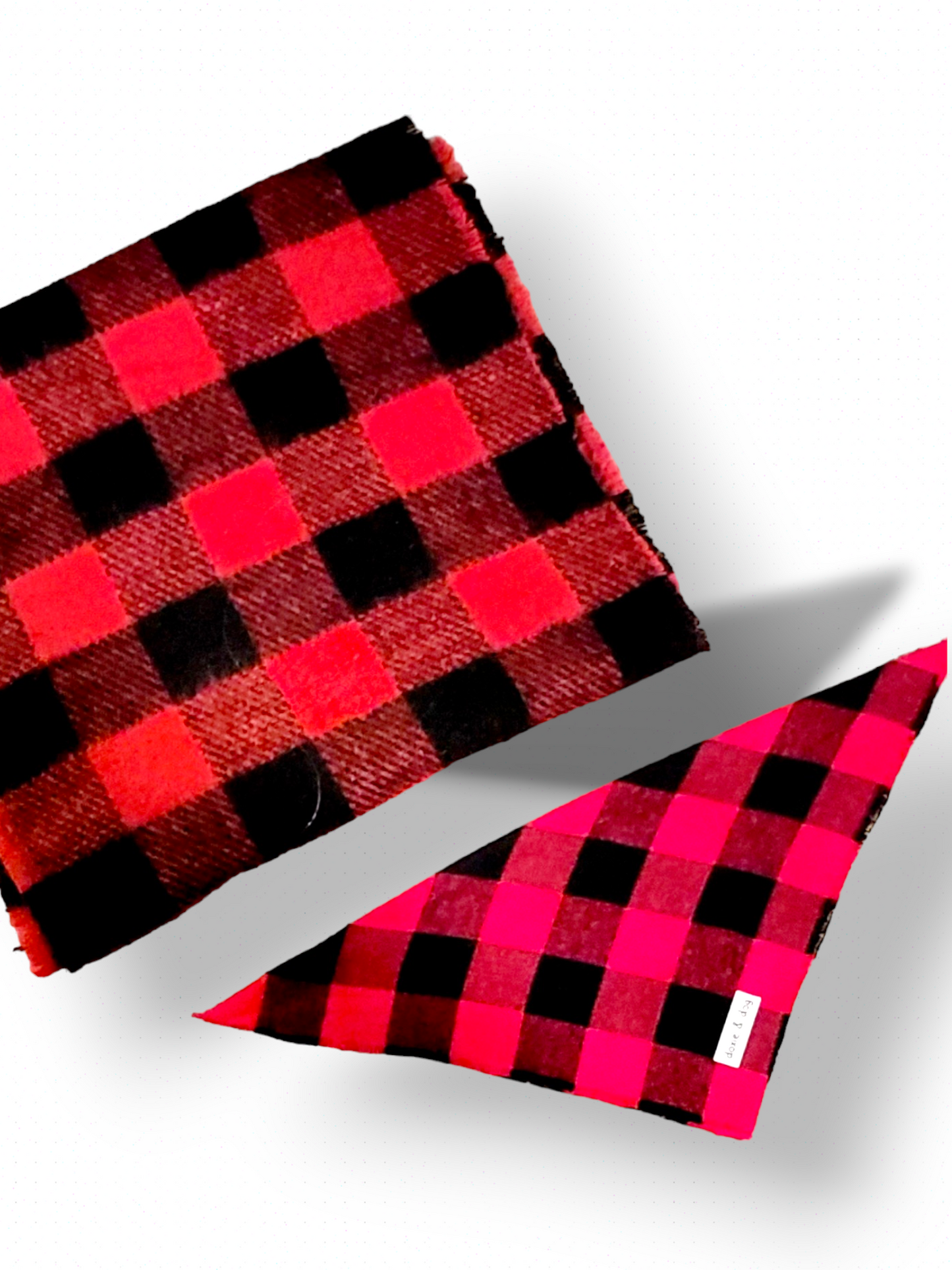 Black and Red Buffalo Check Flannel Bandana and Scarf Set