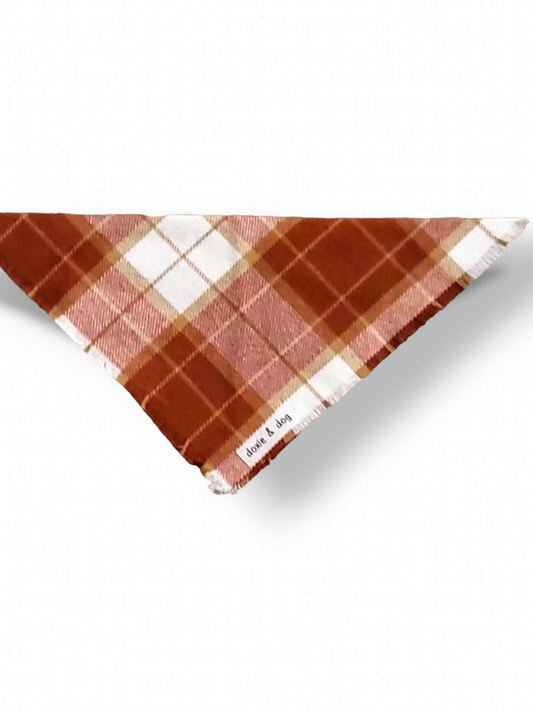 Rust and Gold Plaid Frayed Flannel Bandana