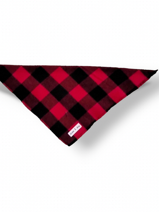 Red and Black Check Frayed Flannel Bandana