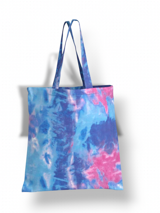 Dog Mom / Dog Dad Blue Pink and Purple Tie-Dyed Tote