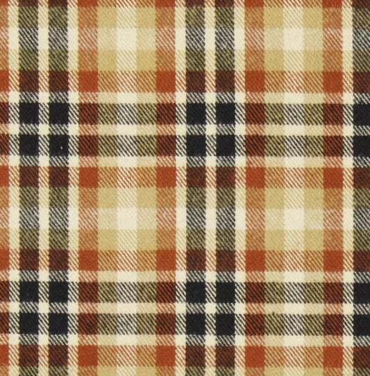 Golden Yellow Black and Brown Check Flannel