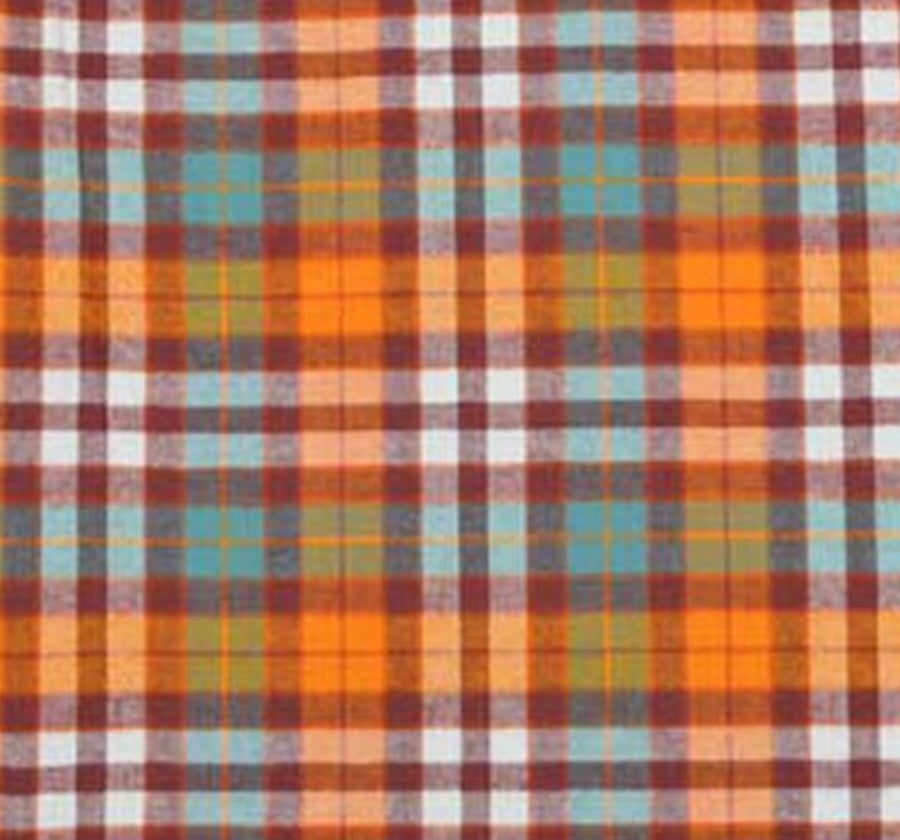 Bright Orange and Teal Check Flannel