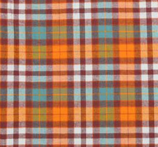 Bright Orange and Teal Check Flannel