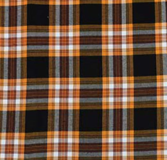 Black Dark Yellow and Brown Plaid Flannel