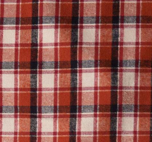 Burnt Orange, Black and Ivory Check Flannel